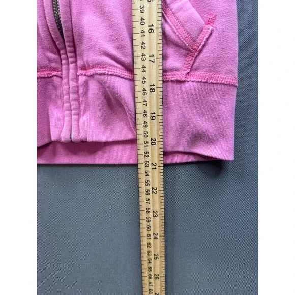 Abercrombie‎ & Fitch Girls Pink Full Zip Hoodie Y2K Logo Sleeve Small Stain - Picture 7 of 11